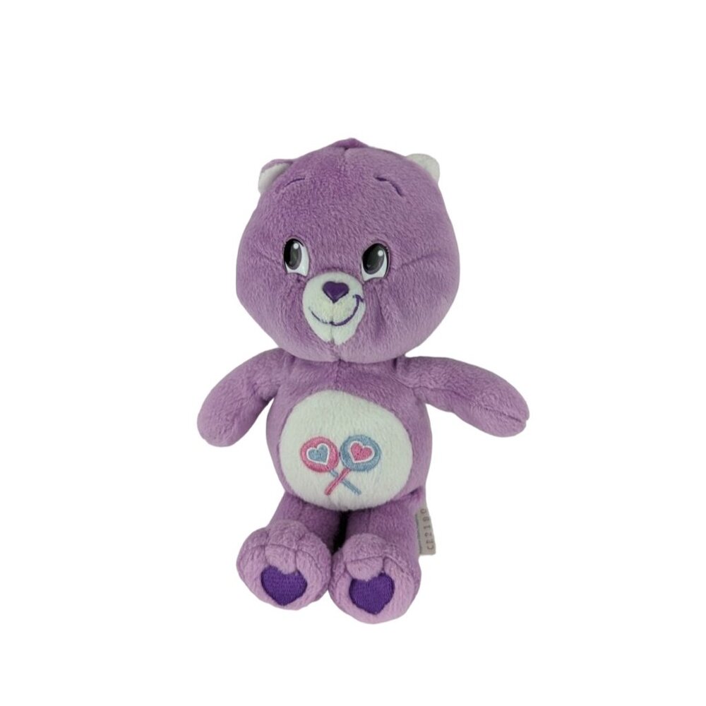 Care Bears Share Bear Plush 9"‎ Purple Lollipop Stuffed Animal Toy 2007 TCFC